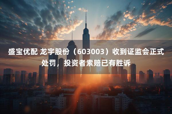盛宝优配 龙宇股份（603003）收到证监会正式处罚，投资者索赔已有胜诉